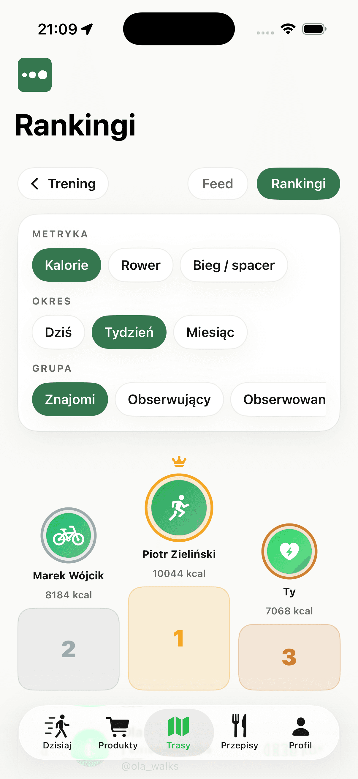 Ekran Rankingi w aplikacji TAKSERIO